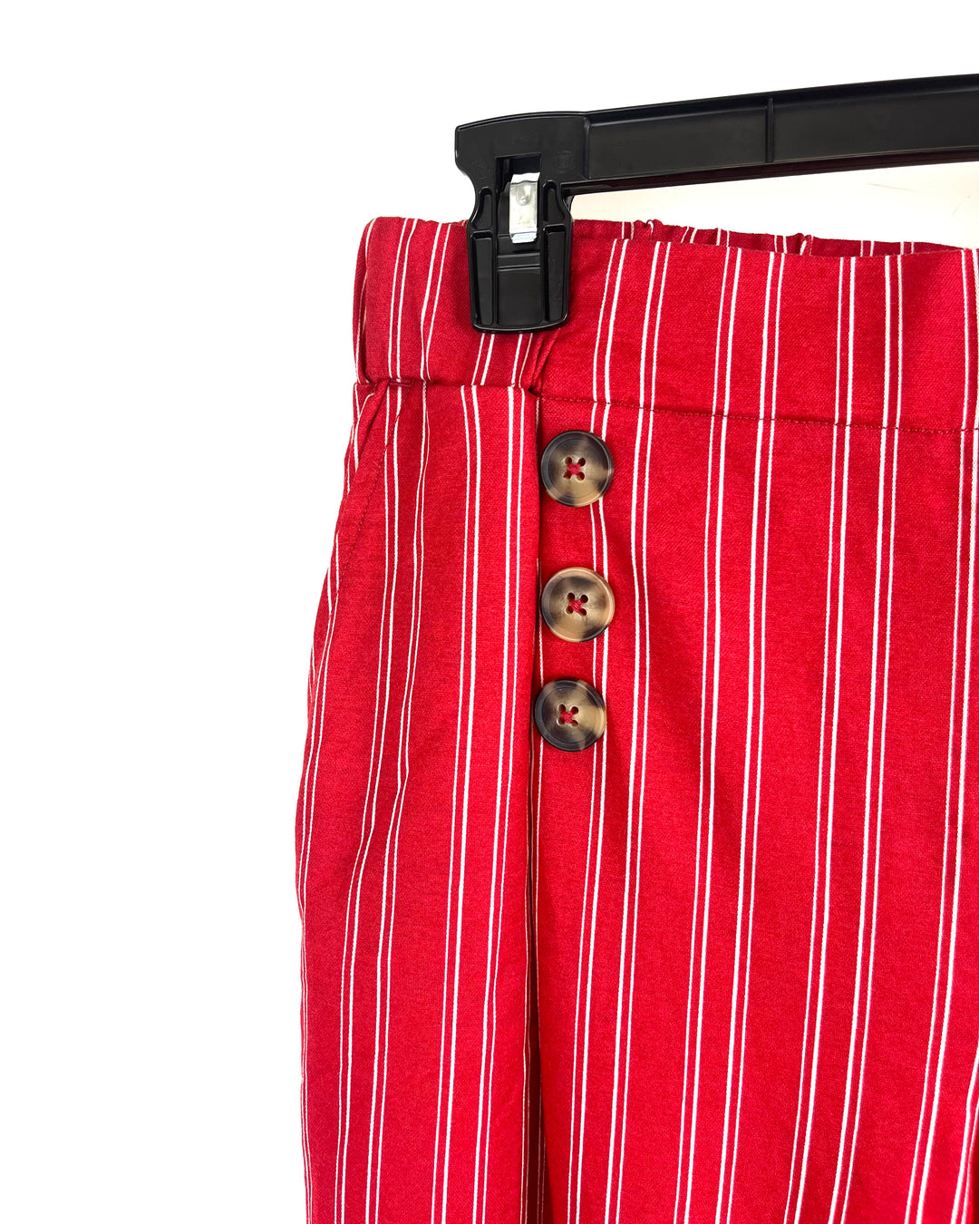 Red Striped Flowy Capri Pants - Size 6/8
