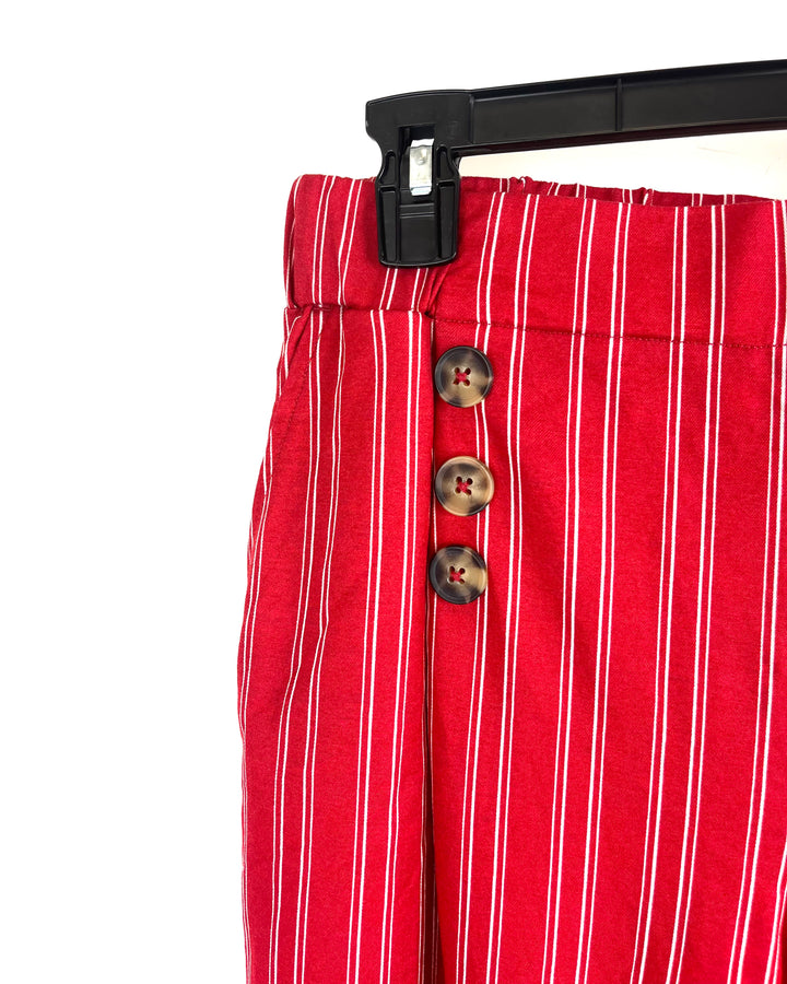 Red Striped Flowy Capri Pants - Size 6/8