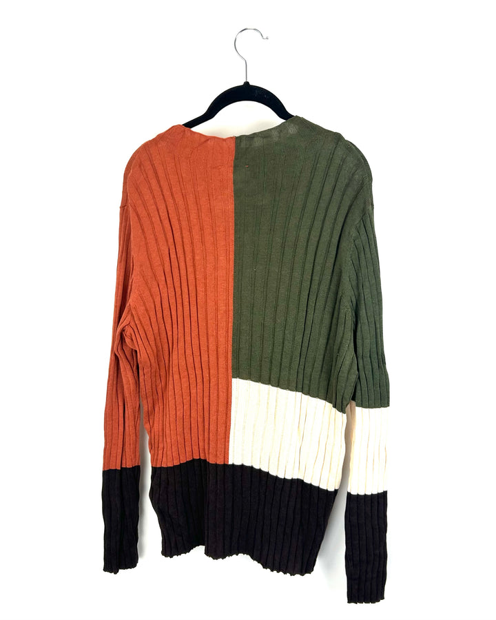 Earth Tones Sweater Knit Long Sleeve Top - Size 8/10