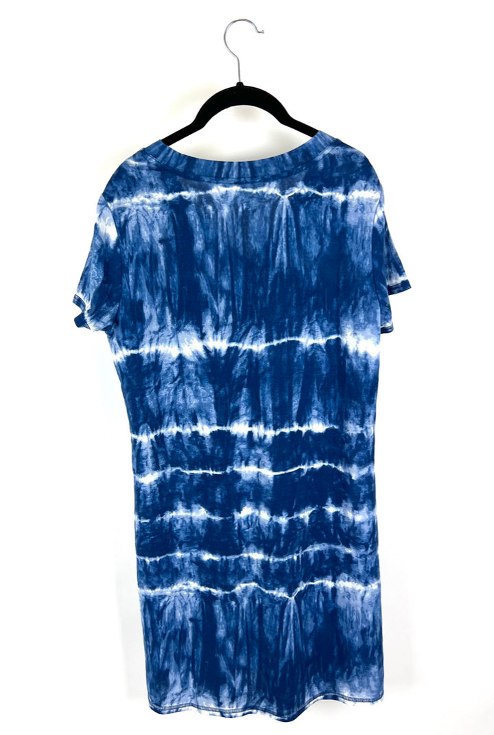Blue And White Tie Dye Lounge Dress - Small