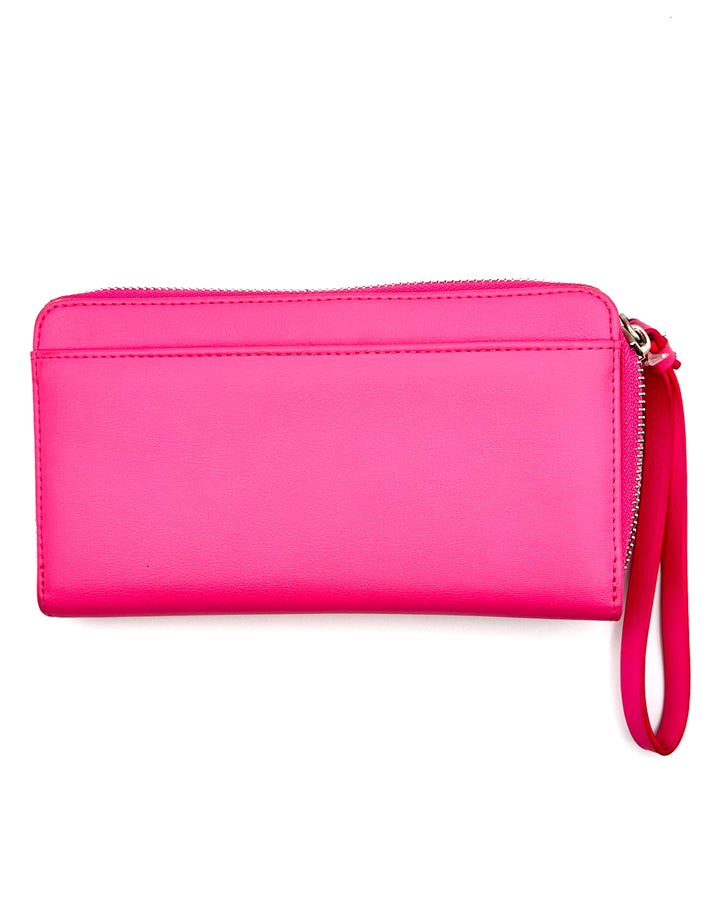 Pink Wristlet With Rhinestone Hearts