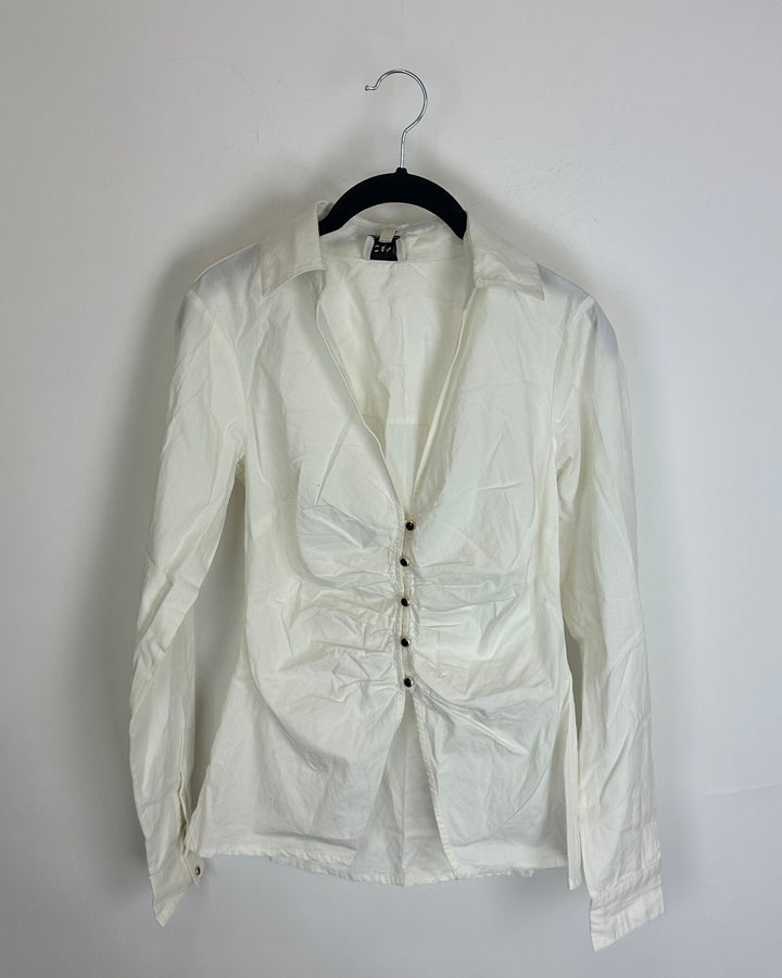 White V Neck Black Button Down - Size 0/2 2/4 6/8