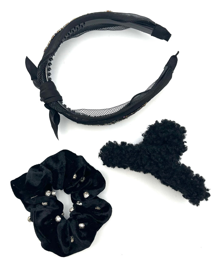3 Pack of Black Hair Accessories