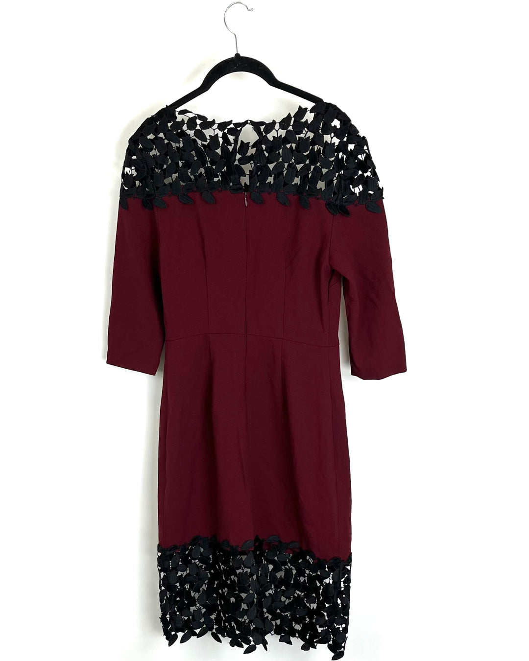 Dark Red and Black Applique Dress - Size 00, 0, 2, 4, 6, 8