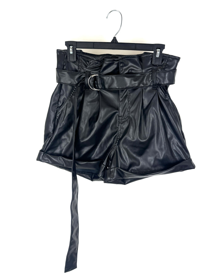 Black Faux Leather Shorts - Size 0/2