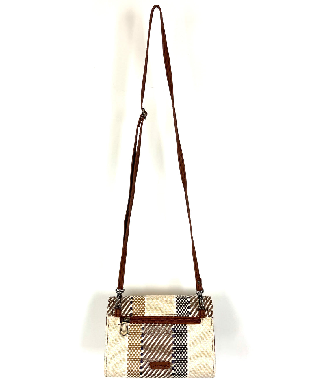 Light Brown Abstract Woven Wristlet/Crossbody Wallet Bag