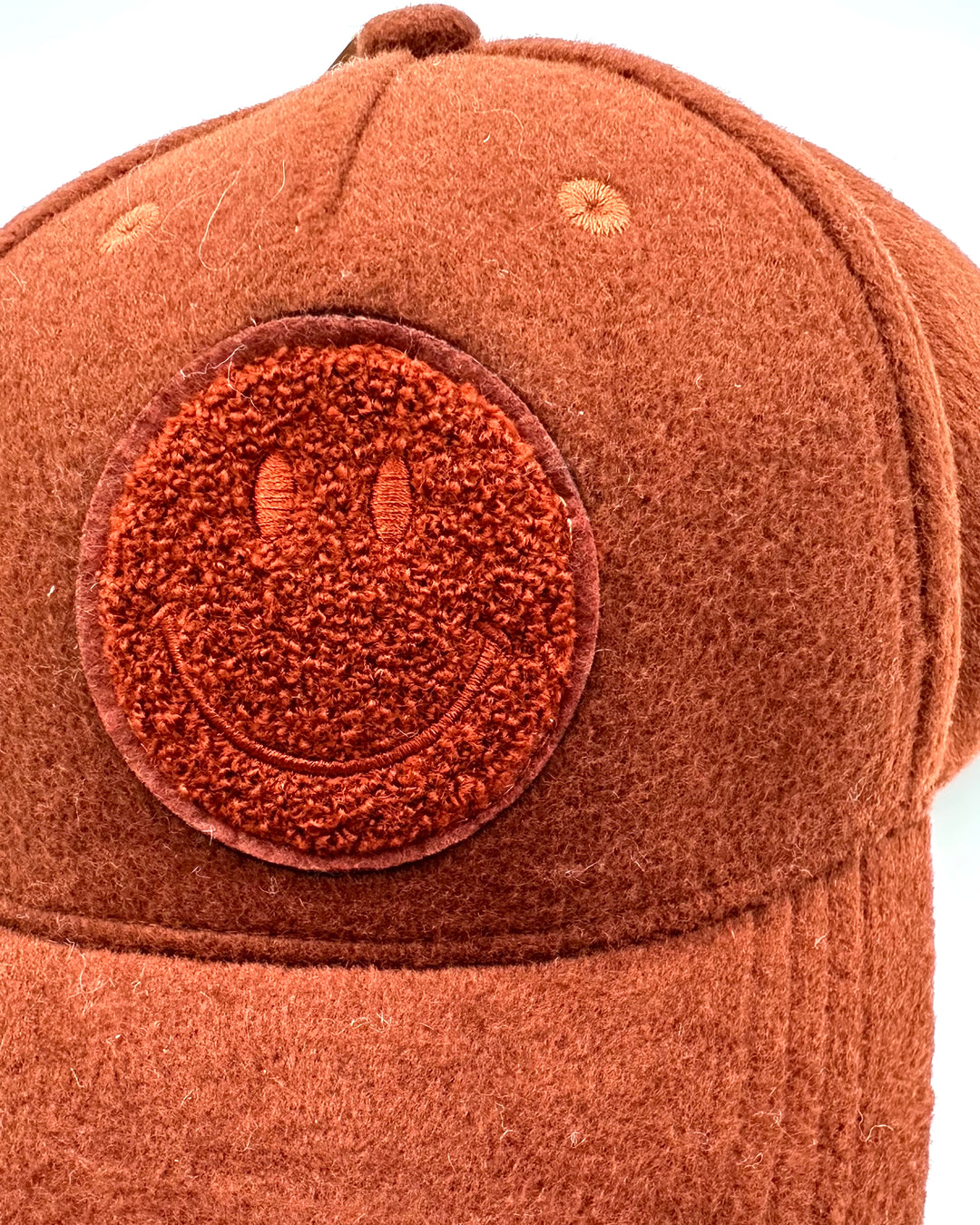 Burnt Orange Smiley Face Baseball Hat - One Size