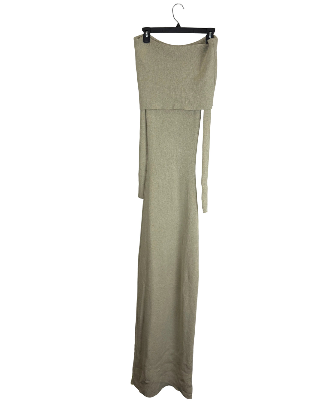 Beige Off Shoulder Fitted Maxi Dress - Size 00/0