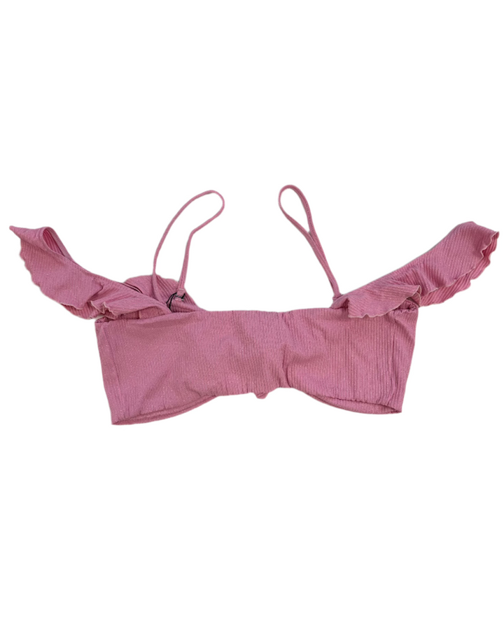 Pink Metallic Ruffle Bikini Top - Extra Extra Large