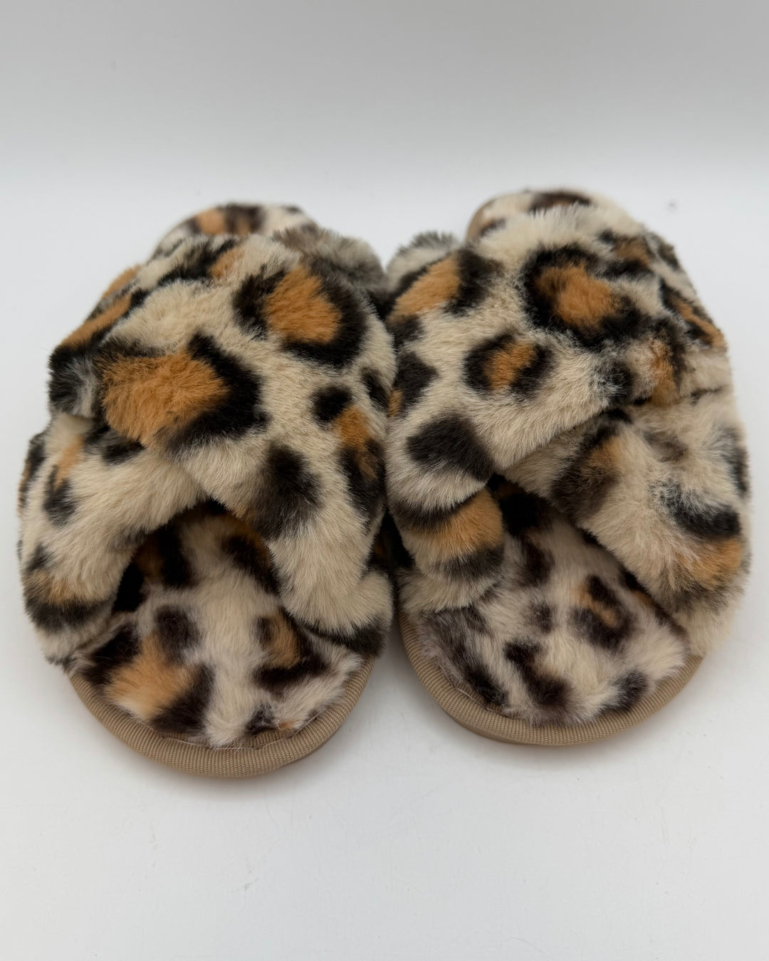 Open Toe Leopard Slippers - Size 7