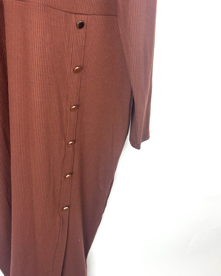 Fall Brown Turtleneck Dress - Size 2X