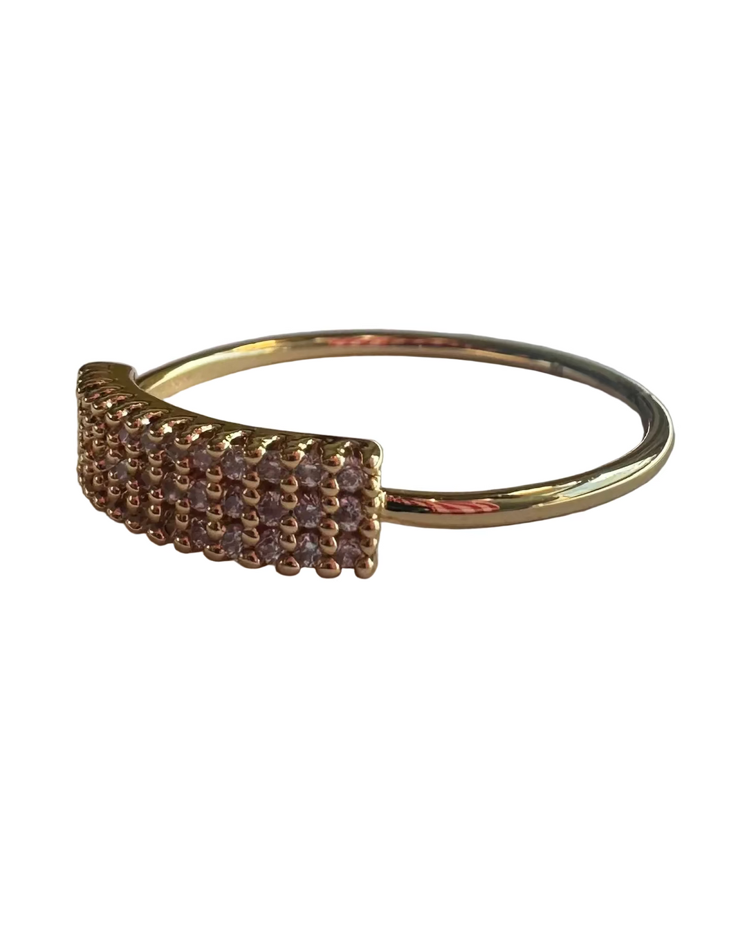 Gold Rhinestone Bar Ring - Size 6