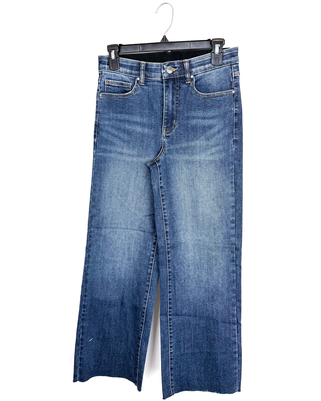 Dark Stone-Wash Faded Indigo Wide-Leg Jeans - Size 2/4
