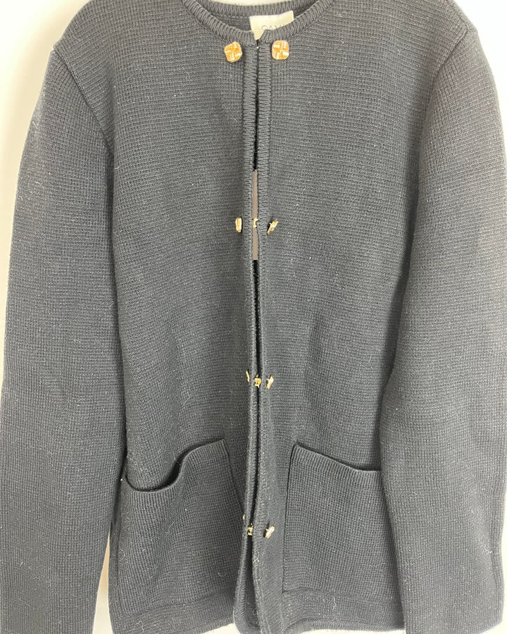 Black and Gold Button Cardigan - Size 6/8