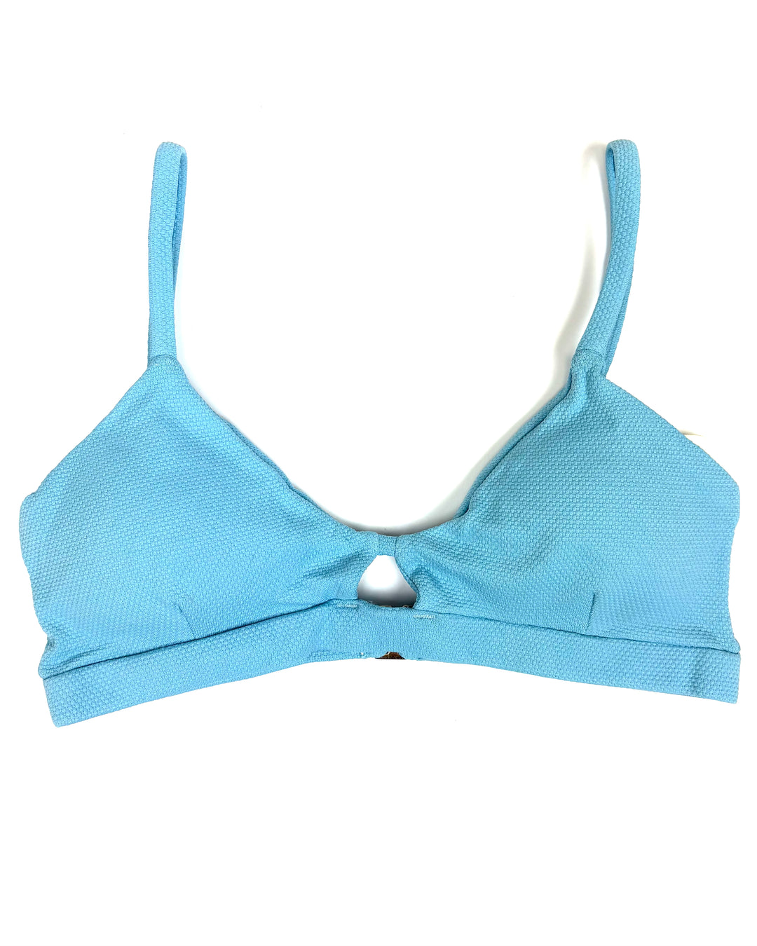 Sky Blue Textured Bralette Bikini Top - Small