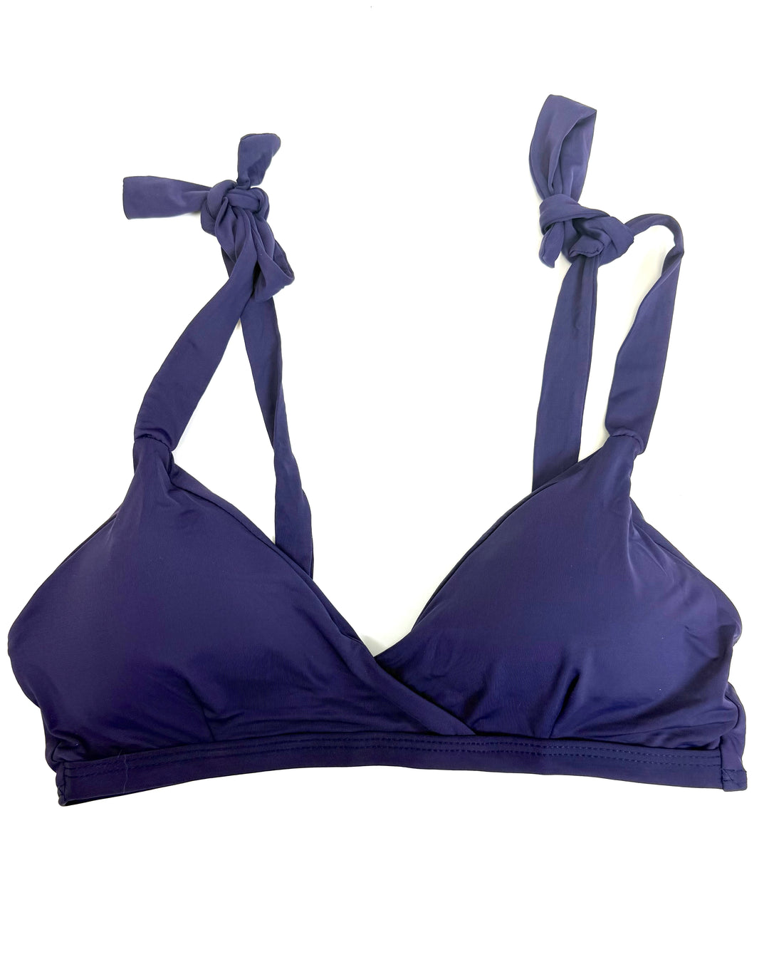 Navy Blue Tie Shoulder Bikini Top - Small