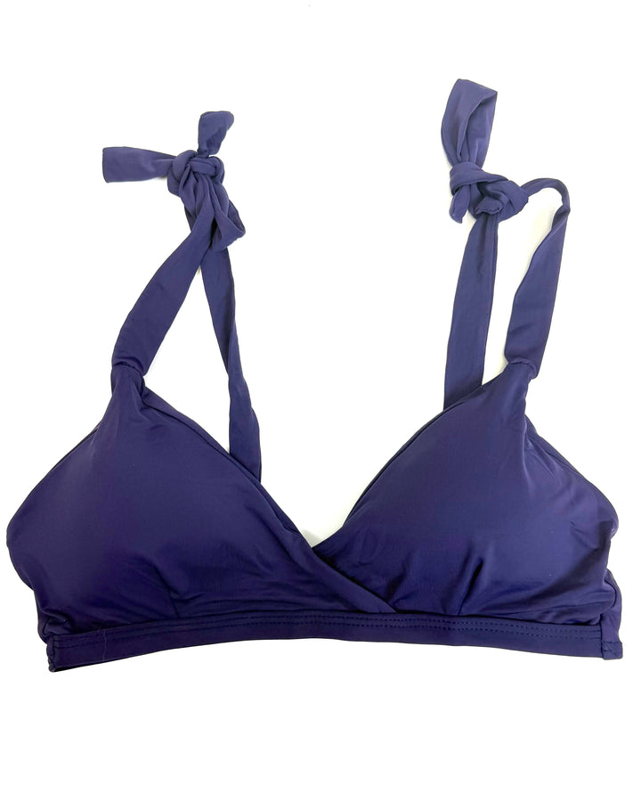 Navy Blue Tie Shoulder Bikini Top - Small