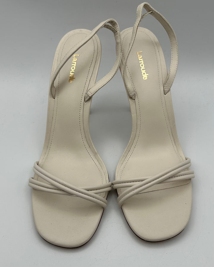 Ivory Leather Open Toe Sandals - Size 10