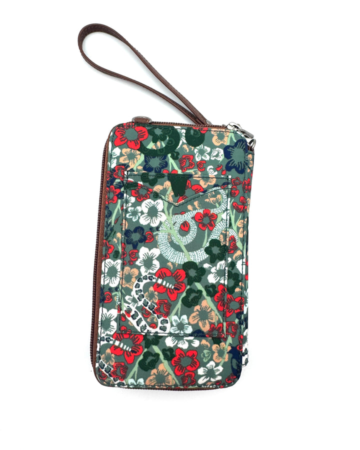 Green Abstract Pattern Wallet/Wristlet/Crossbody Bag