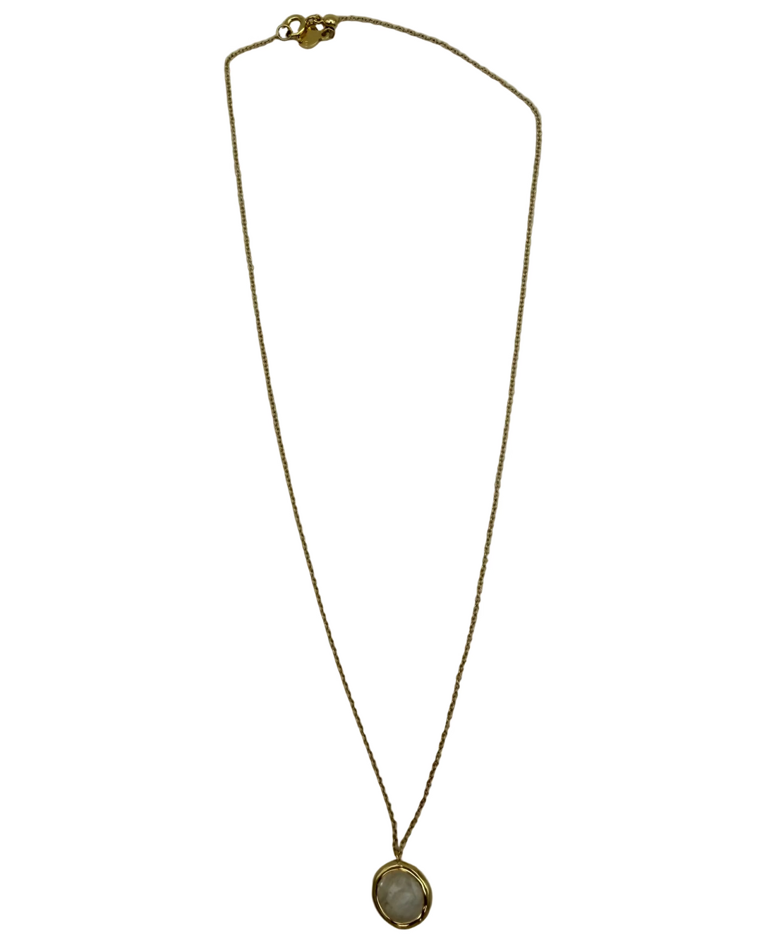 Gold Chain Necklace with White Stones