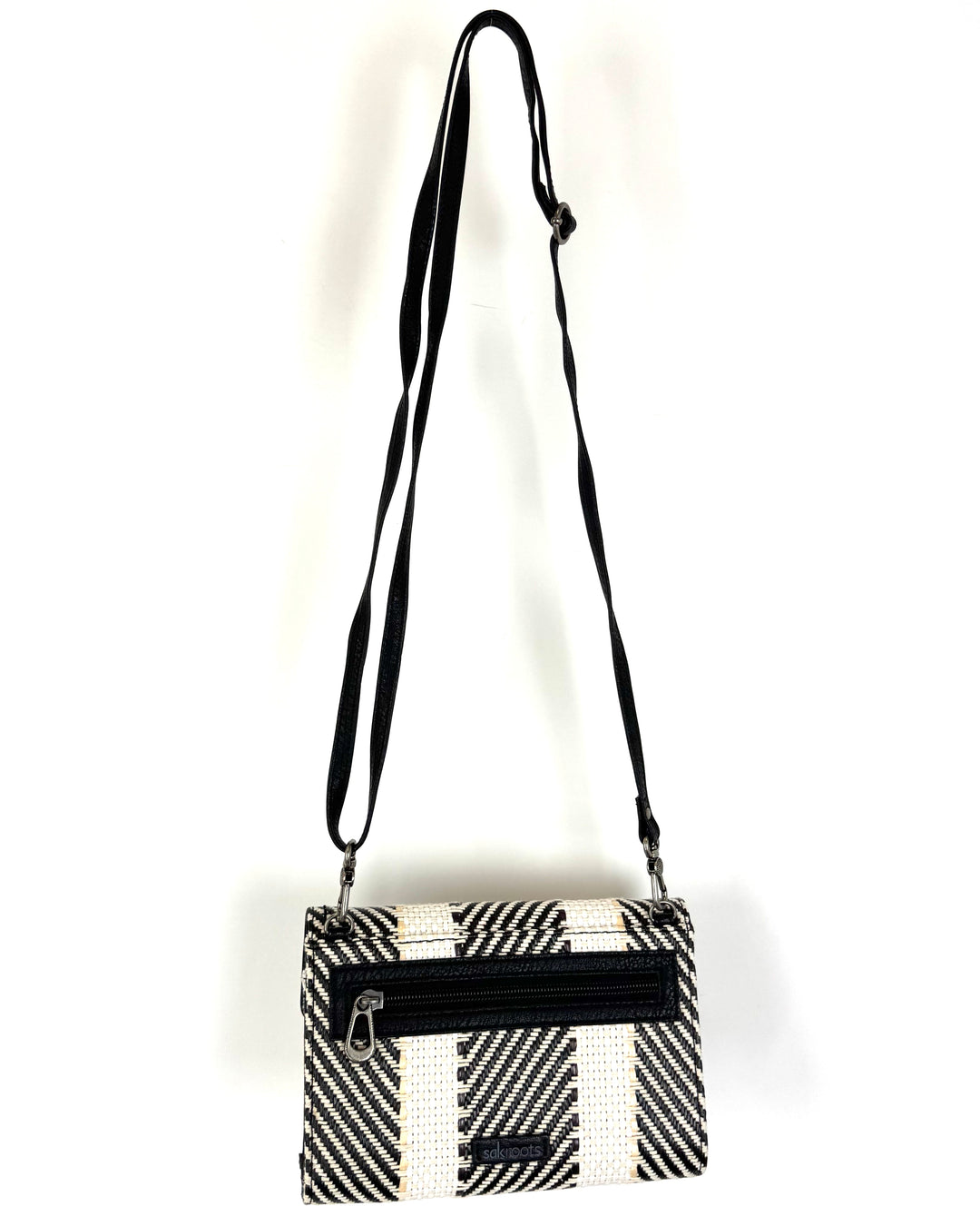 Brown Abstract Woven Wristlet/Crossbody Wallet Bag