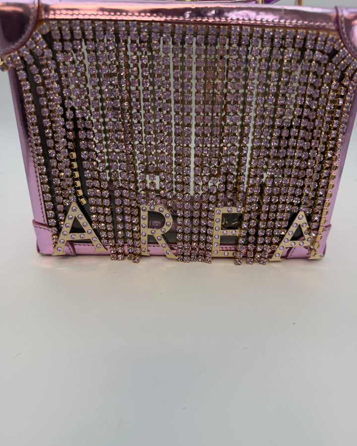 Metallic Pink and Gem Fringe Structured Bag