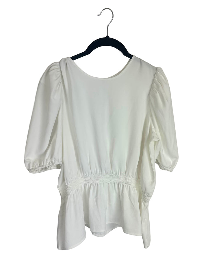 White Cinch Waist Top - Size 4/6