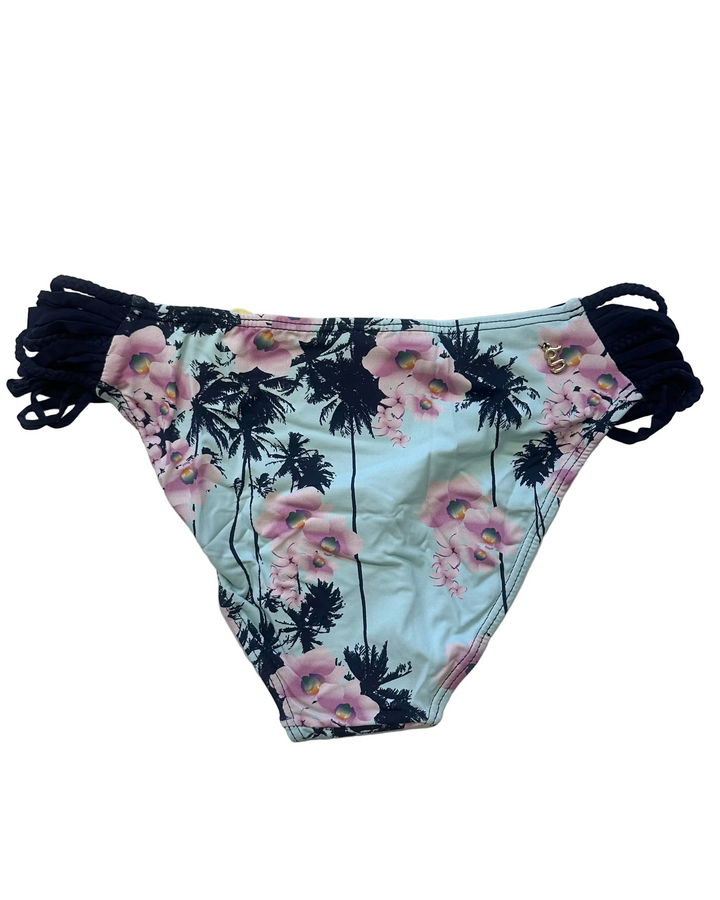 Blue and Pink Floral Braided Bikini Bottom - Small - Extra Large