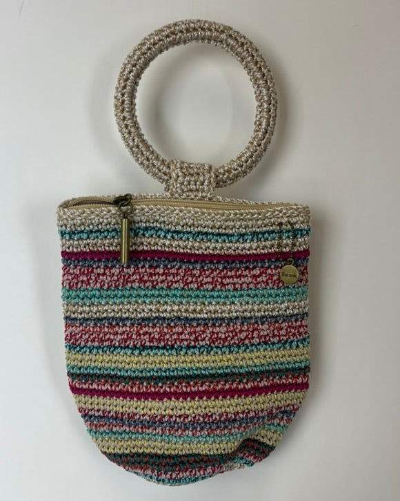 Striped Crochet Bracelet Bucket Bag