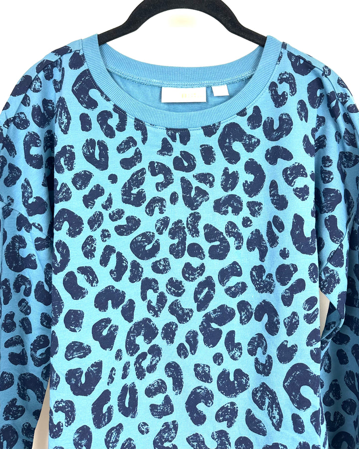 Dark Teal Leopard Print Top - Size 6/8