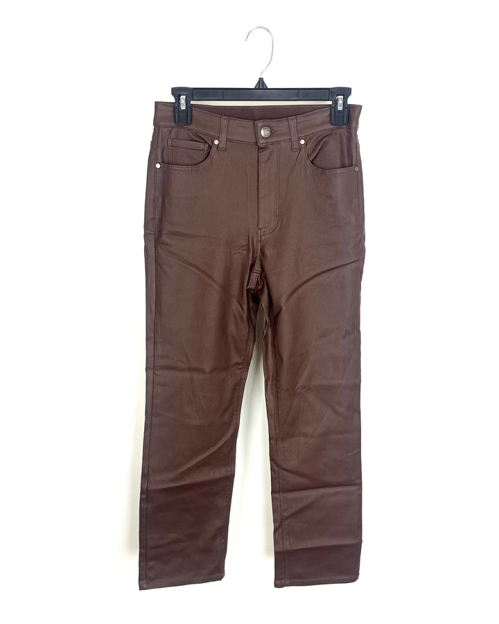 Chocolate Brown Coated Jeans - Size 4/6