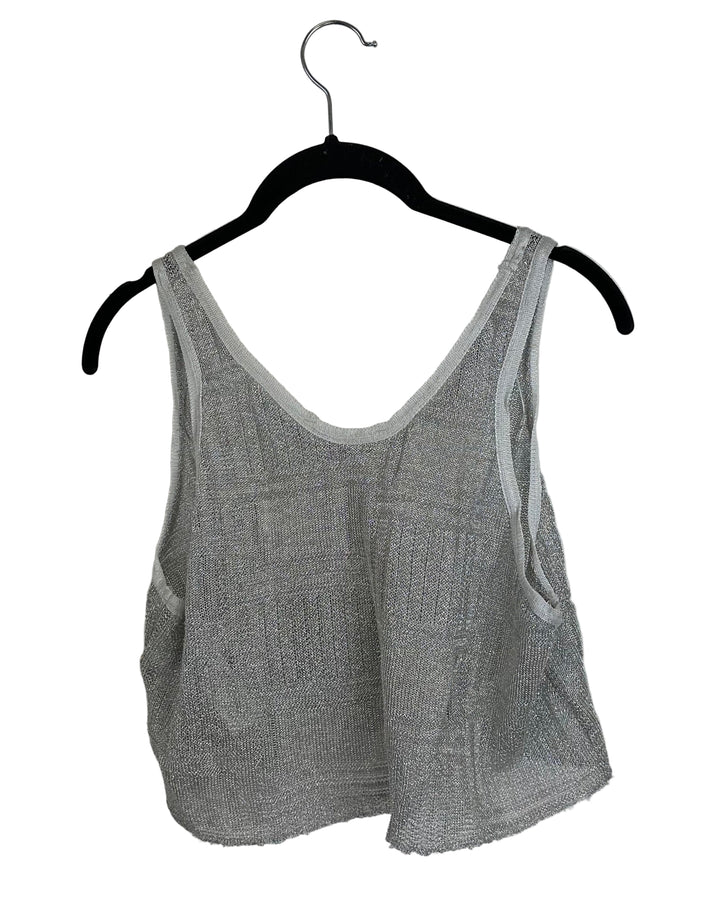 Silver Knit Cropped Tank Top - Size 2/4
