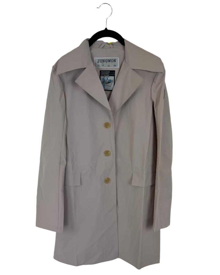 Light Mauve Button Down Raincoat - Size 0 - 6