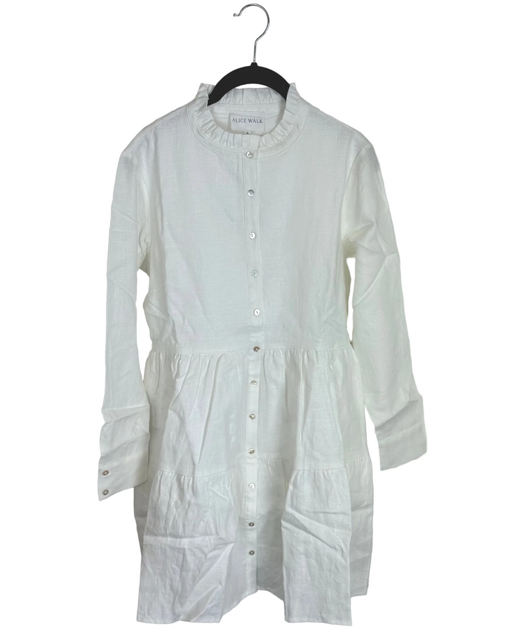 Pure White Linen Dress - XS, S, M, L, XL