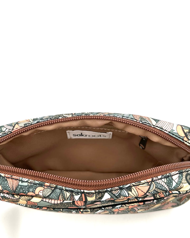 Brown Multipattern Crossbody Wallet
