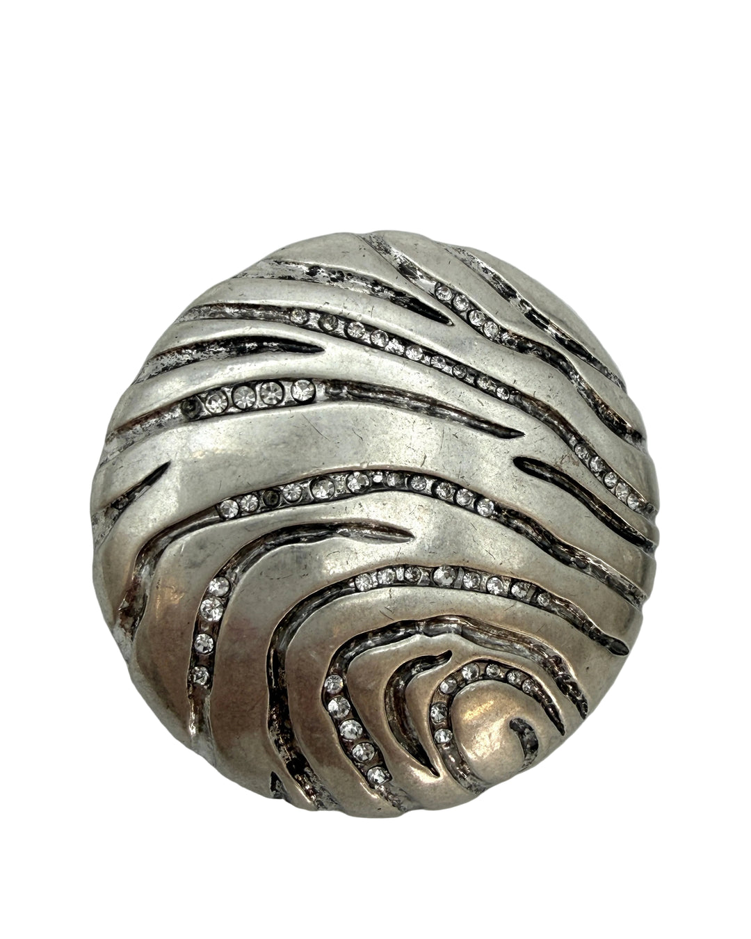 Oversized Embossed Silver Round Earrings