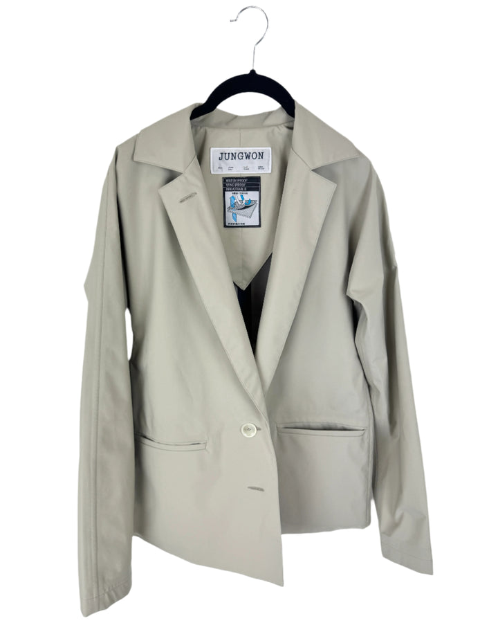 Tan Button Down Blazer Raincoat - Size 4