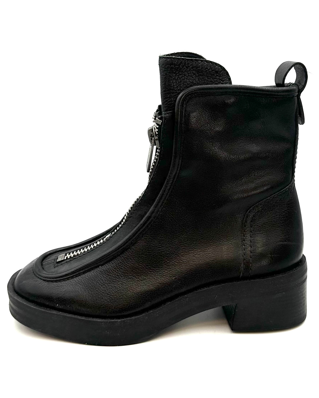 Black Structured Zipper Boots - Size 8
