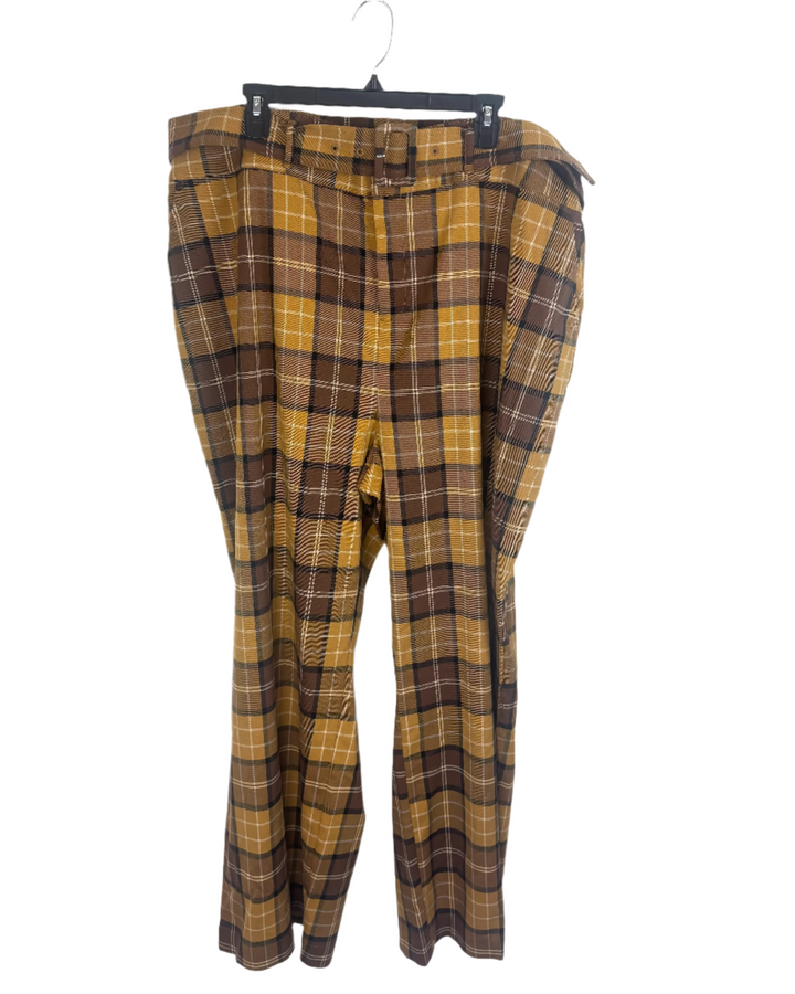 Brown Plaid Trousers - Size 18w