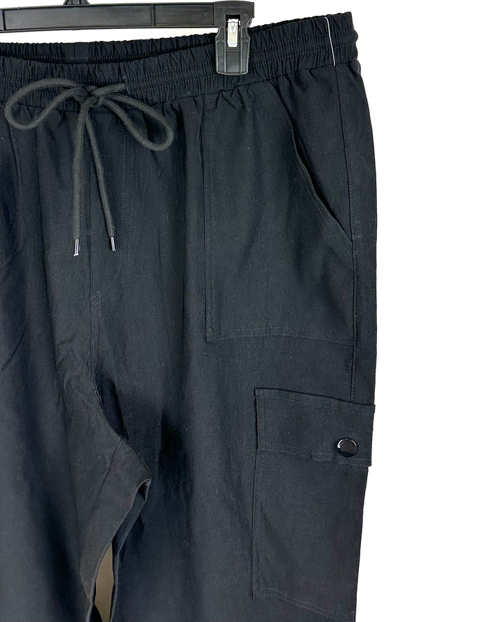 Black Cargo Joggers - 2X