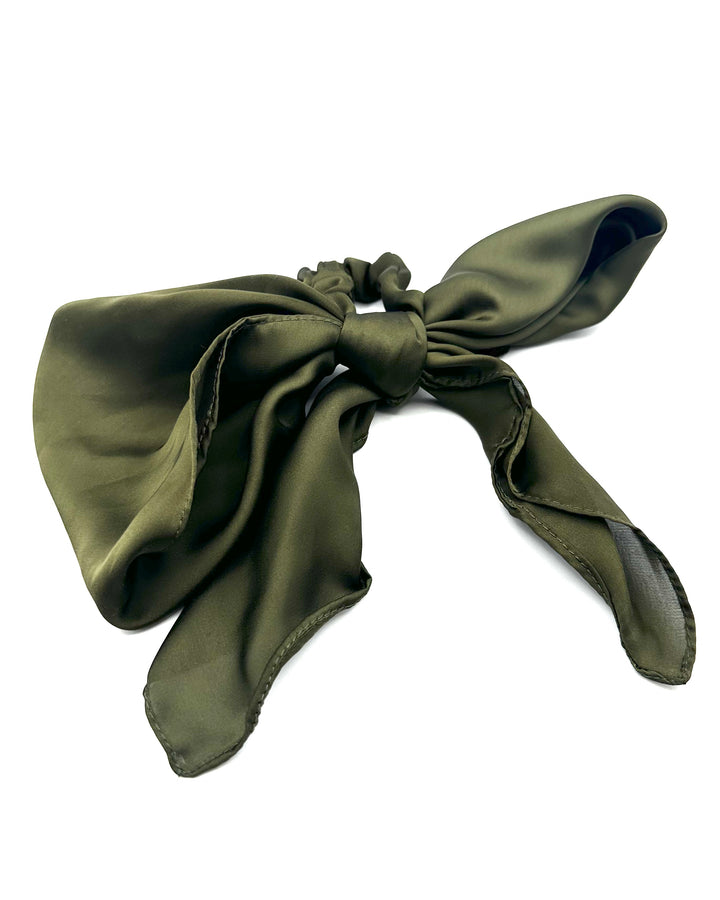 Olive Green Bow Scrunchie