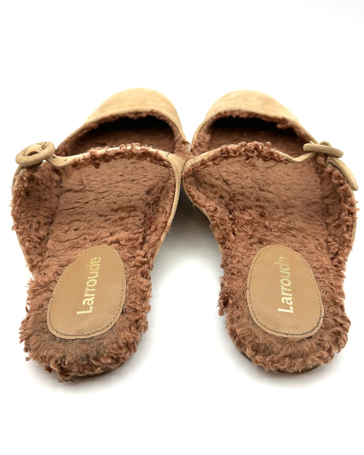 Tan Suede Flat Mule - Size 6.5