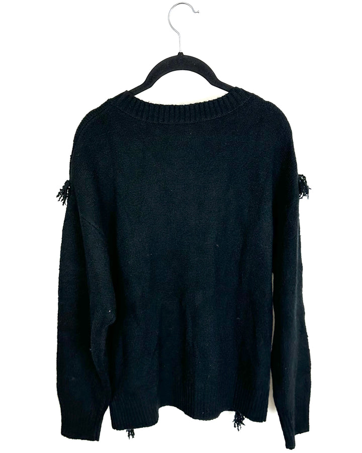 Black Fringe Sweater - Size 6/8