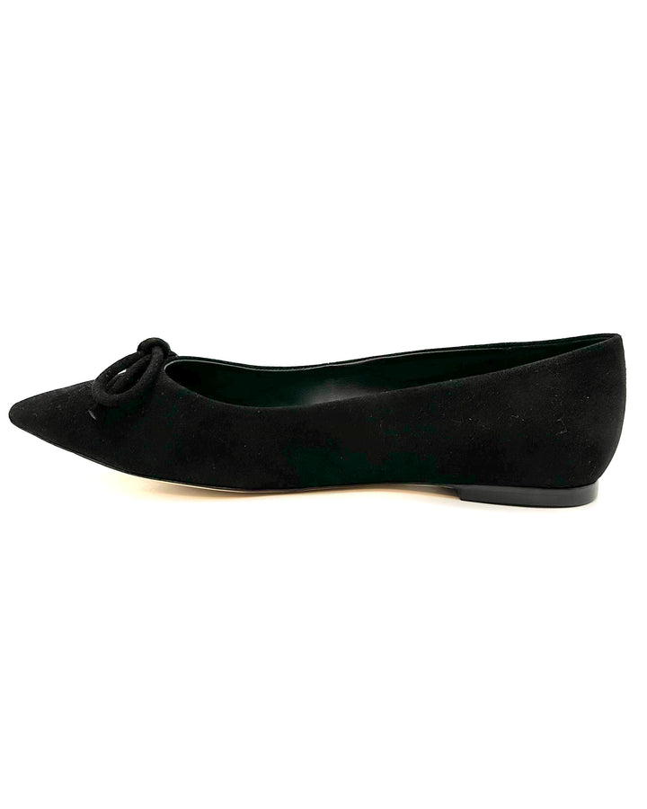 Black Suede Bow Ballet Flat - Size 8