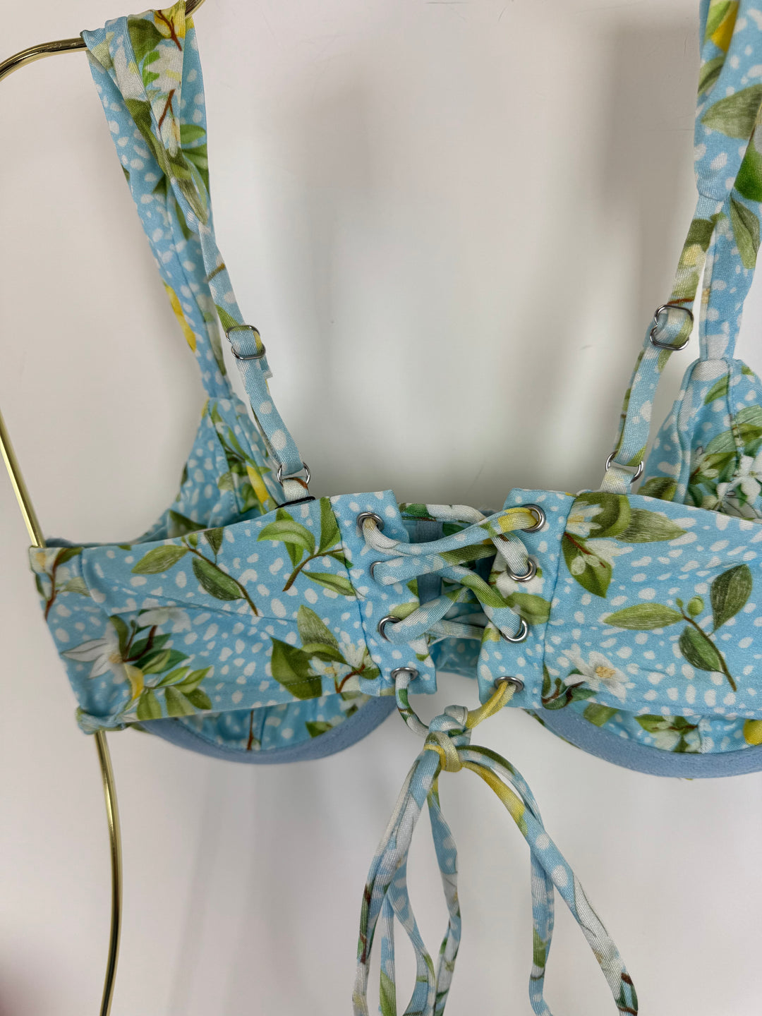 Blue Lemon Print Bikini Top - Small