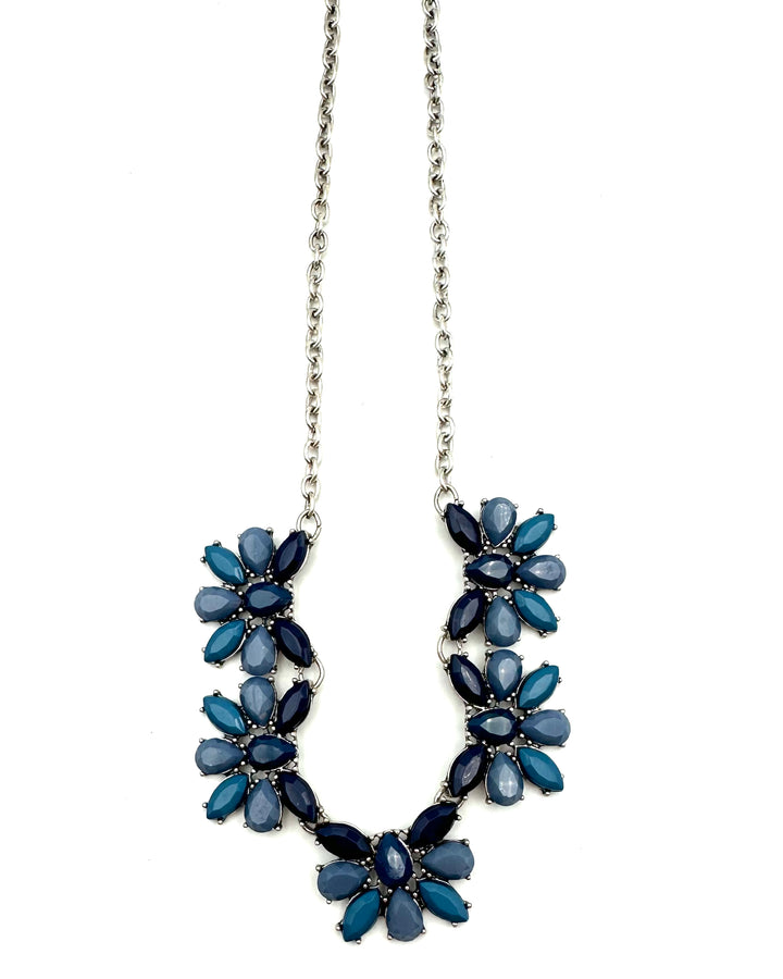 Silver And Blue Gemstone Statement Necklace