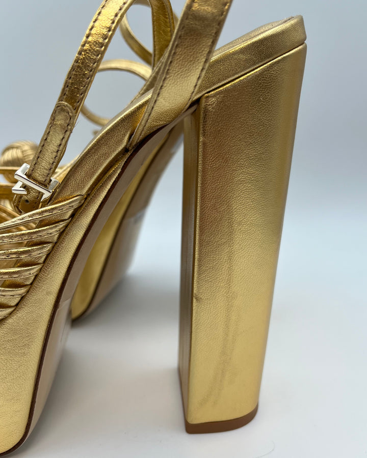 Gold Metallic Platform Heels - Size 7.5