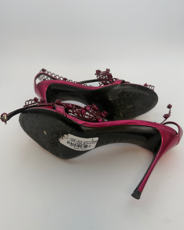 Metal Dark Pink Heels - Size 38