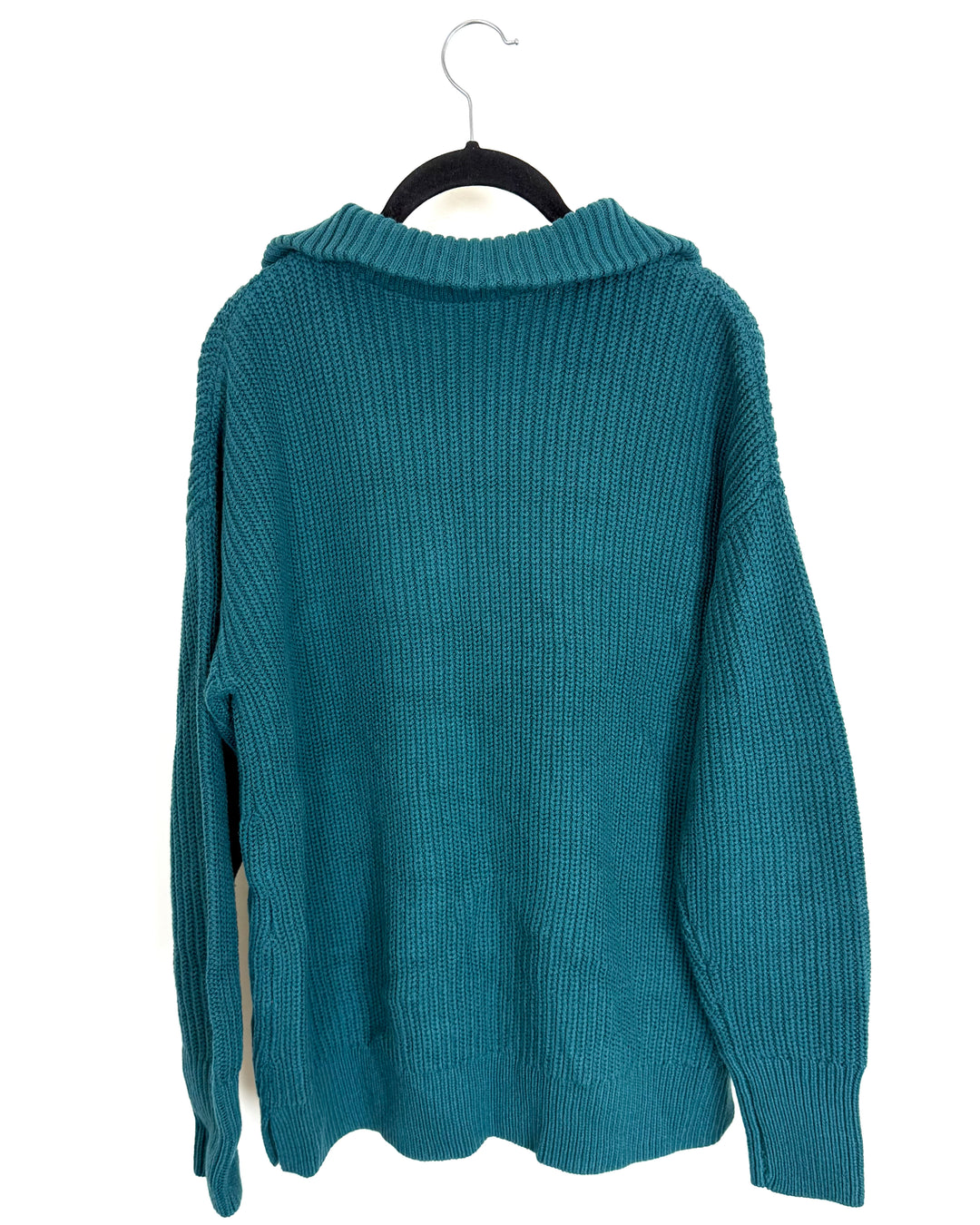 Bright Teal Knit Half Zip Sweater - Size 6/8