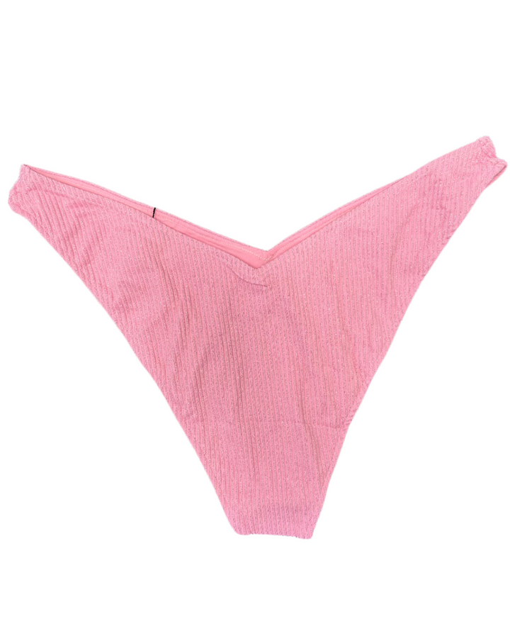 Pink Metallic High Cut And Cheeky Bikini Bottom - Extra Large and Extra Extra Large